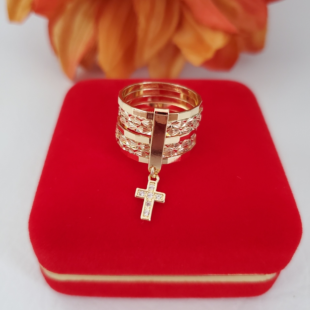 7 Band Cross Gold Plated Ring